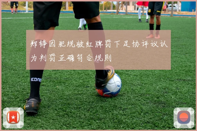 郑铮因犯规被红牌罚下足协评议认为判罚正确符合规则